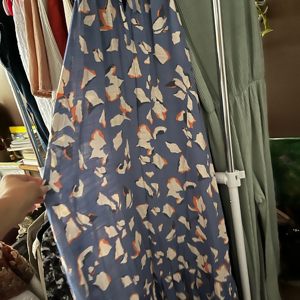 Nine West Blue and White Butterfly Print maxi dress